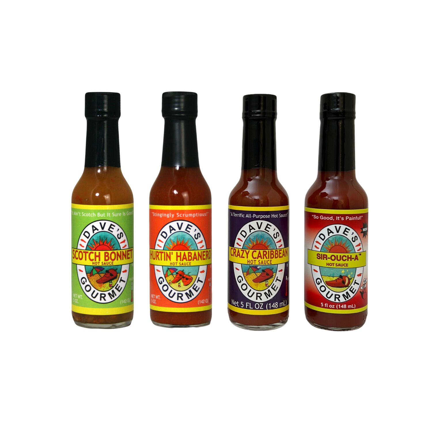 The Slow Burn Bundle-Cool Cayenne, Roasted Garlic, Crazy Caribbean & Hurtin Habanero